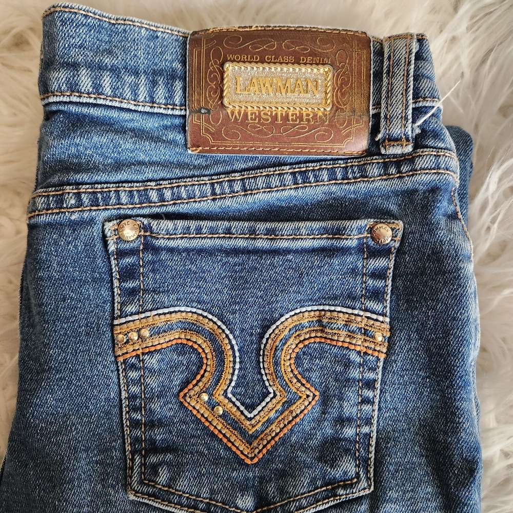 Vtg Lawman Western Jeans Pants Size 9 (29x32") Juniors Womens Blue Stretchy